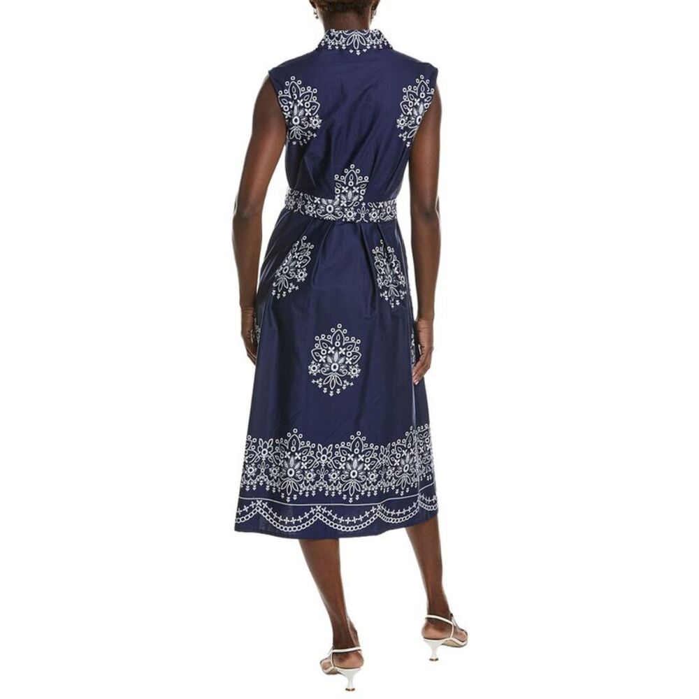 Jones New York Womens  Printed Pleated Shirtdress, Blue - Picture 2 of 3
